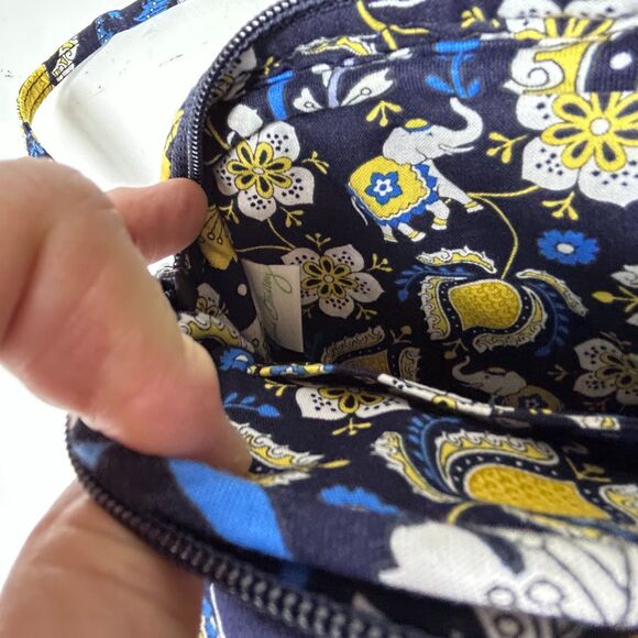 Vera Bradley Ellie Blue Yellow Blue Elephant Floral Quilted Mini Crossbody Bag - Picture 6 of 12